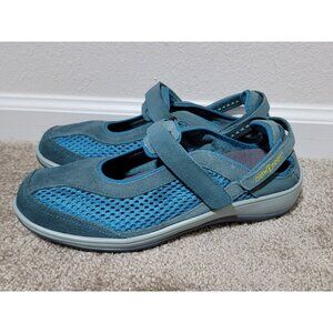 Orthofeet Womens Sanibel Heel Strap 898 Blue Suede Mary Jane Comfort Shoes Sz 12